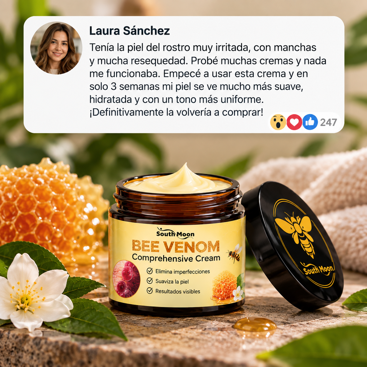 Crema Reparadora con Veneno de Abeja                                                                            Natutal Been Venom