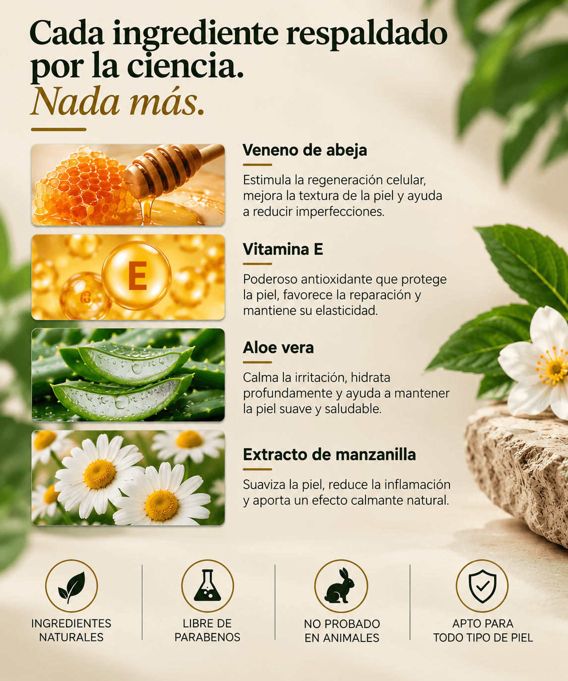 Crema Reparadora con Veneno de Abeja                                                                            Natutal Been Venom